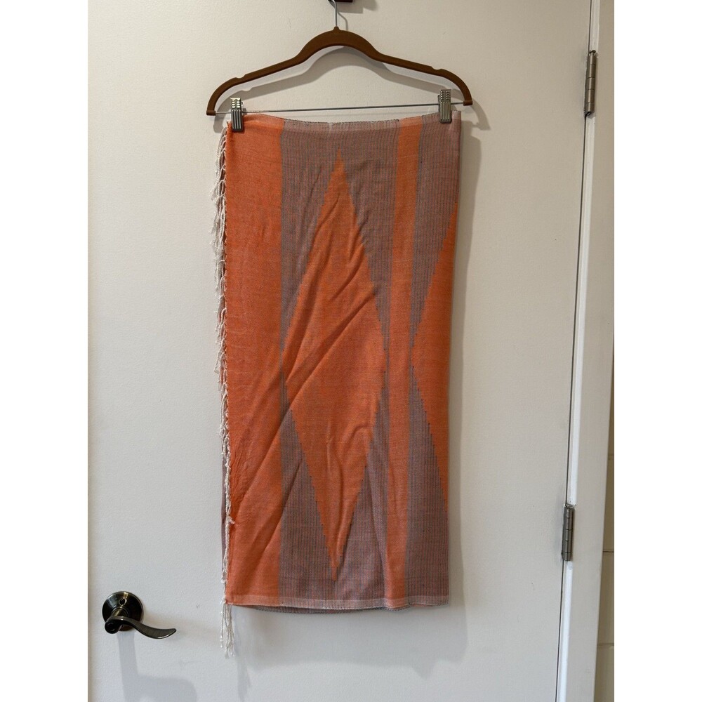 Fringe Cotton Scarf Orange Striped Versatile Beach Lightweight Capsule European